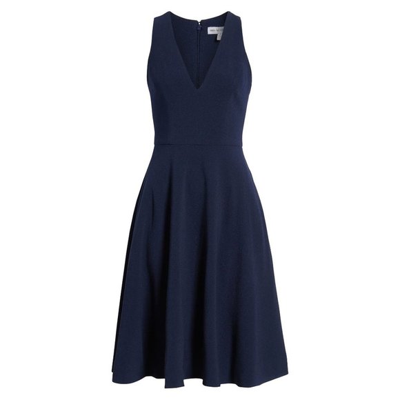 DRESS THE POPULATION Catalina Fit & Flare Dress Navy Blue Small (4-6) - Picture 5 of 11